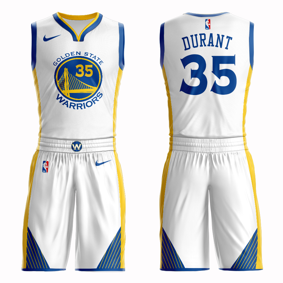 Men 2019 NBA Nike Golden State Warriors #35 Durant  white Customized jersey->customized nba jersey->Custom Jersey
